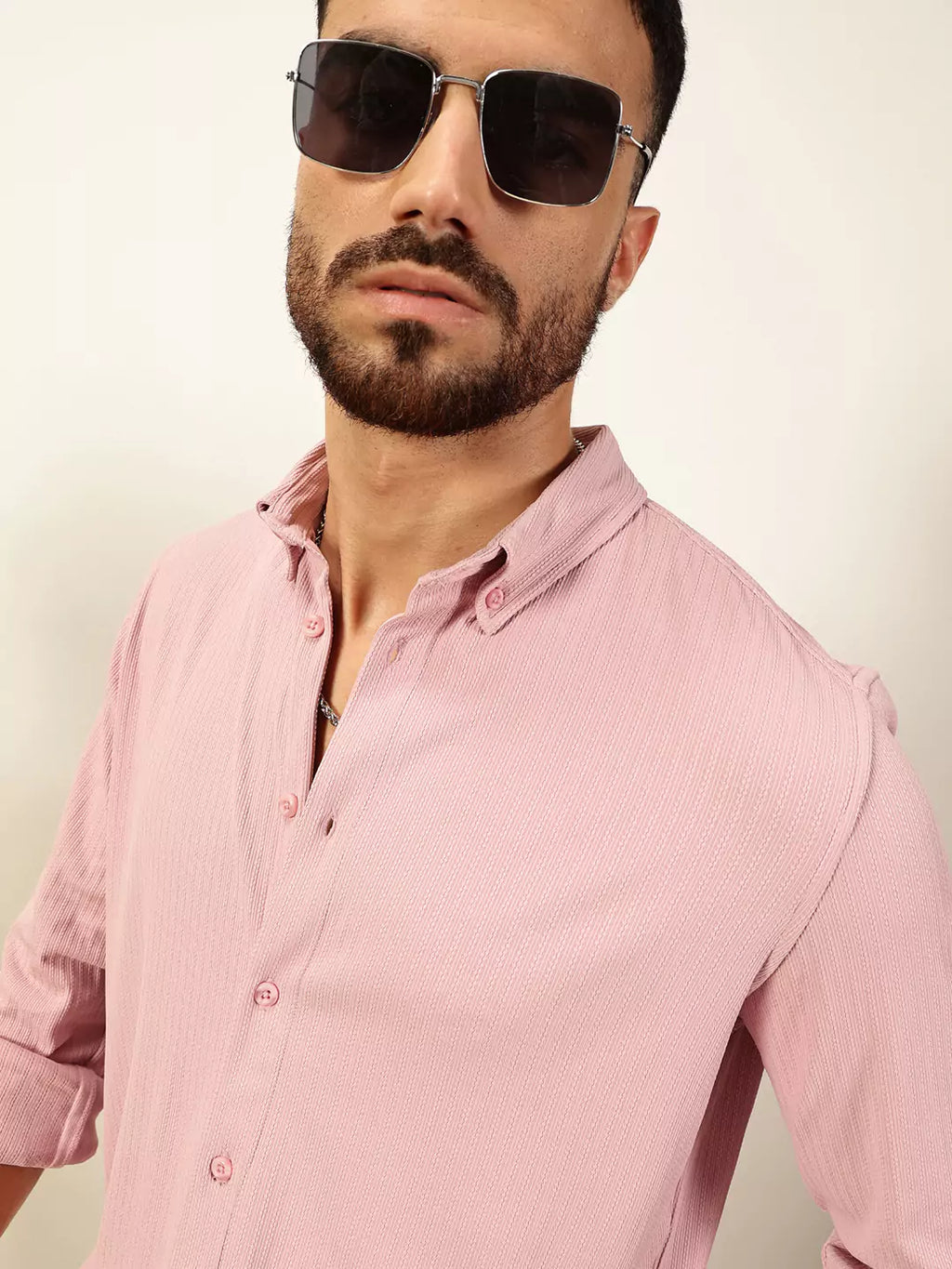 Thomas Scott Men Premium Slim Fit Vertical Stripes Textured Casual Shirt