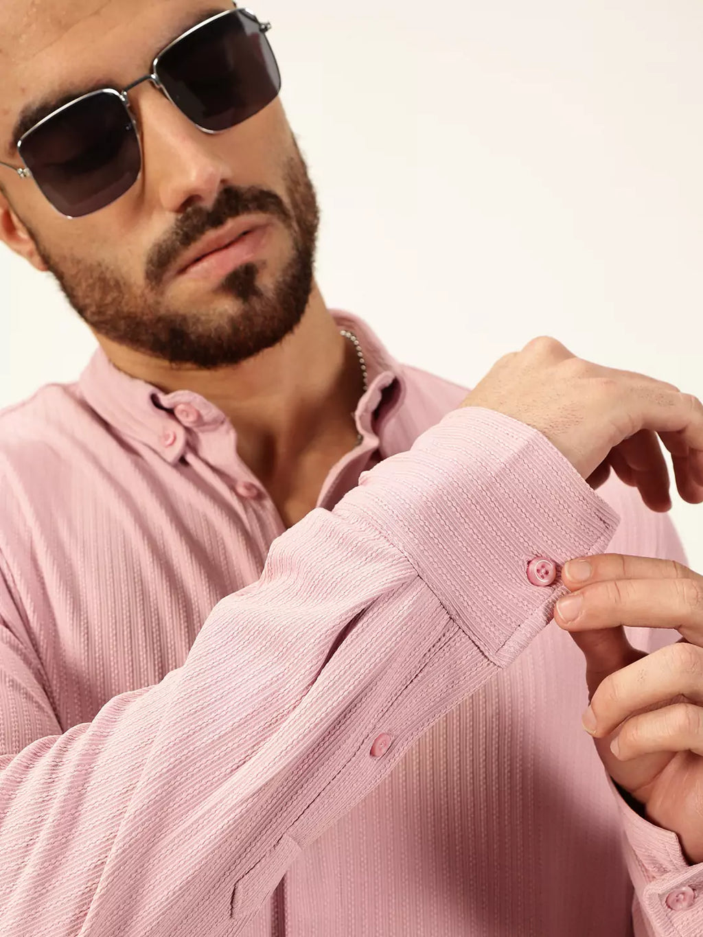 Thomas Scott Men Premium Slim Fit Vertical Stripes Textured Casual Shirt