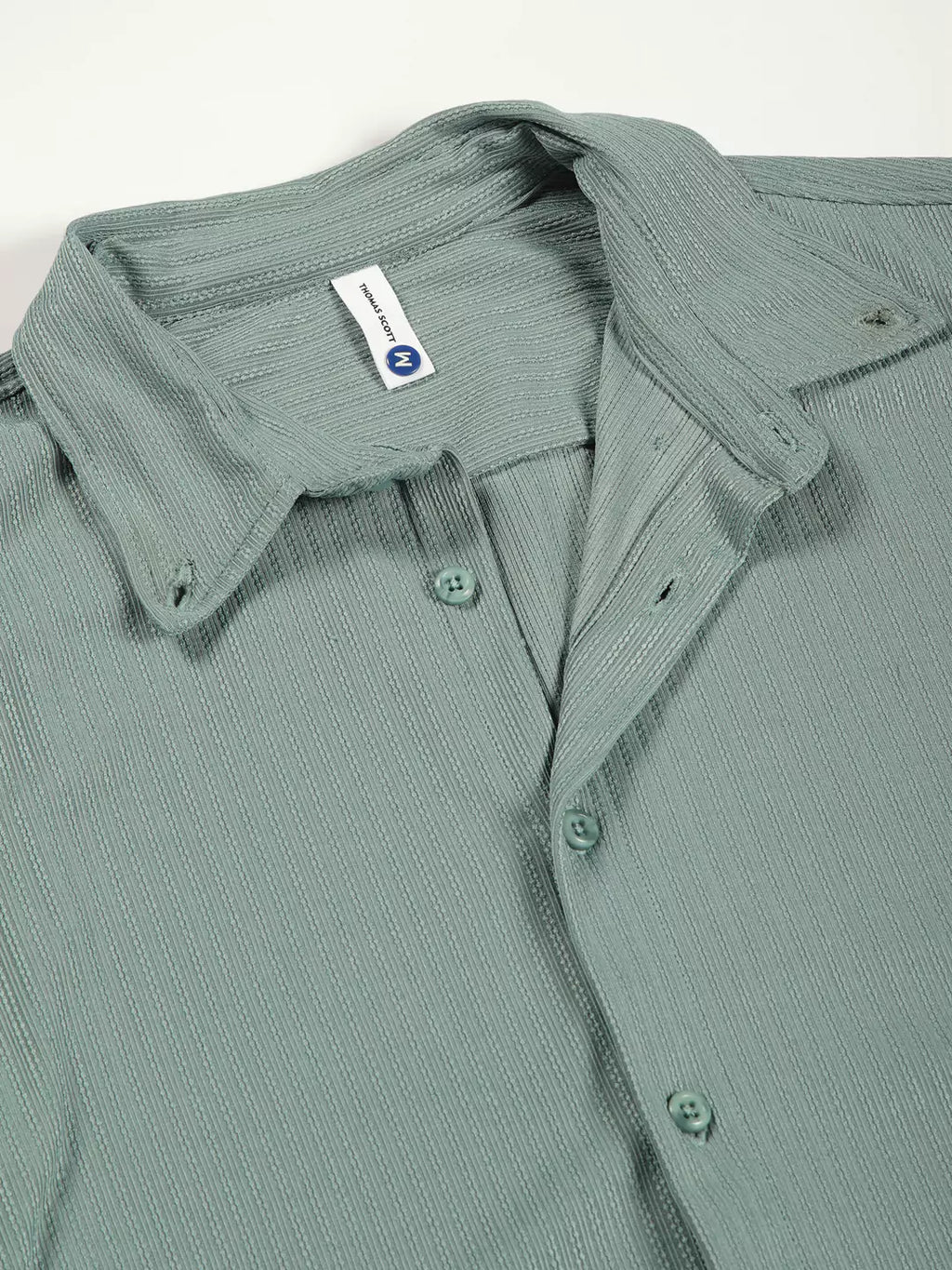 Thomas Scott Men Premium Slim Fit Vertical Stripes Textured Casual Shirt
