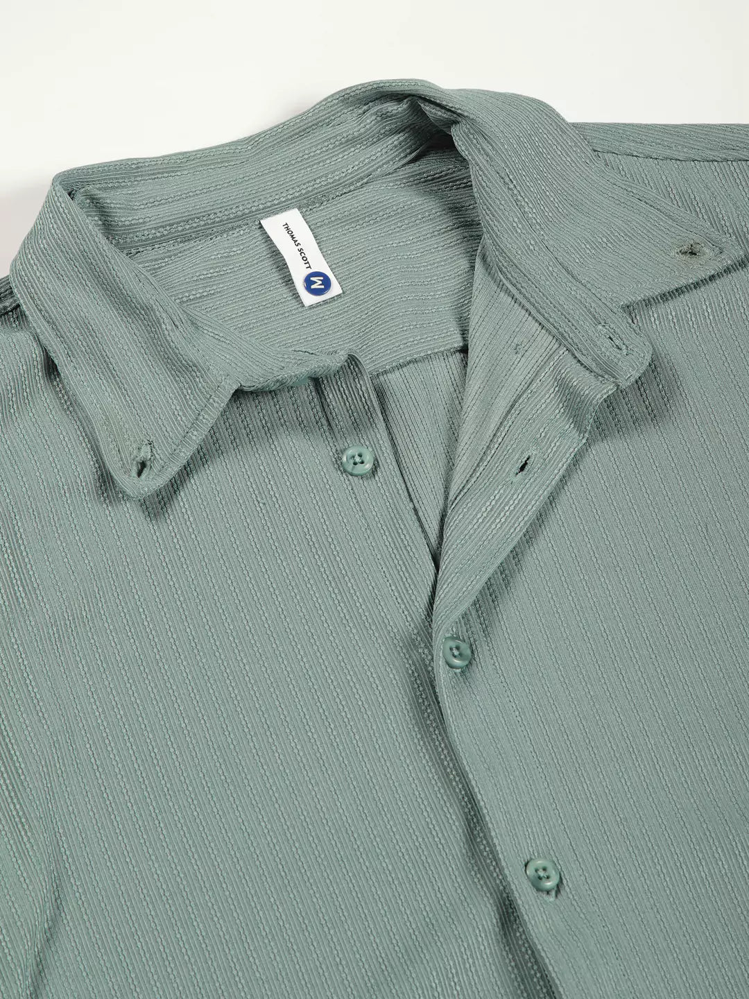 Thomas Scott Men Premium Slim Fit Vertical Stripes Textured Casual Shirt