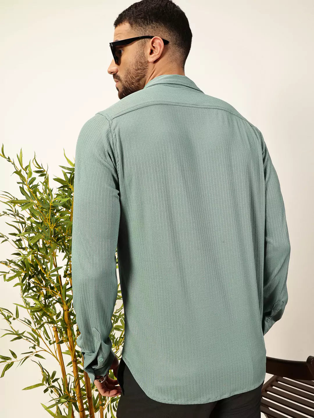 Thomas Scott Men Premium Slim Fit Vertical Stripes Textured Casual Shirt