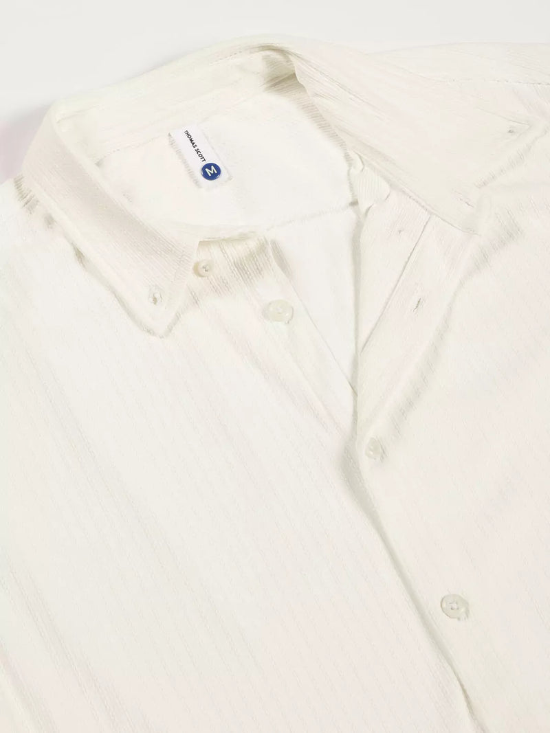 Thomas Scott Men Premium Slim Fit Vertical Stripes Textured Casual Shirt