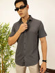 Grey Premium Slim Fit Vertical Stripes Textured Casual Shirt For Men