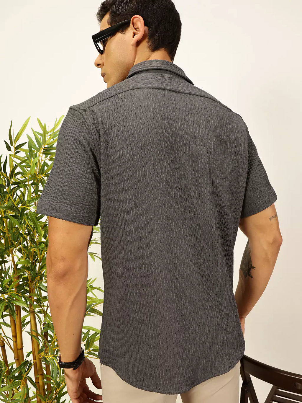Thomas Scott Men Premium Slim Fit Vertical Stripes Textured Casual Shirt