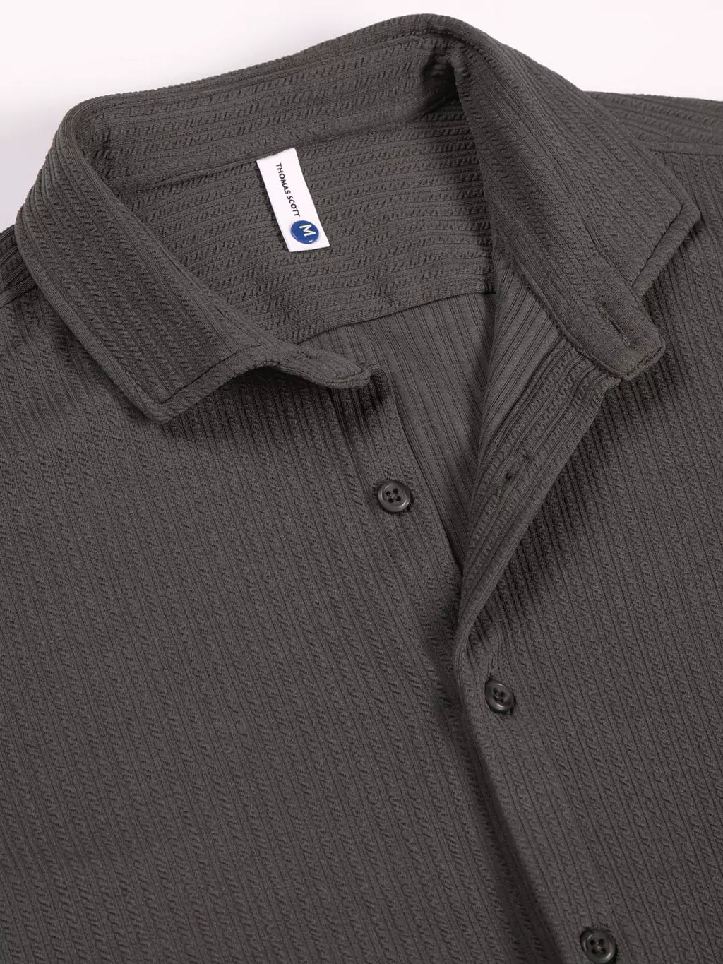 Thomas Scott Men Premium Slim Fit Vertical Stripes Textured Casual Shirt