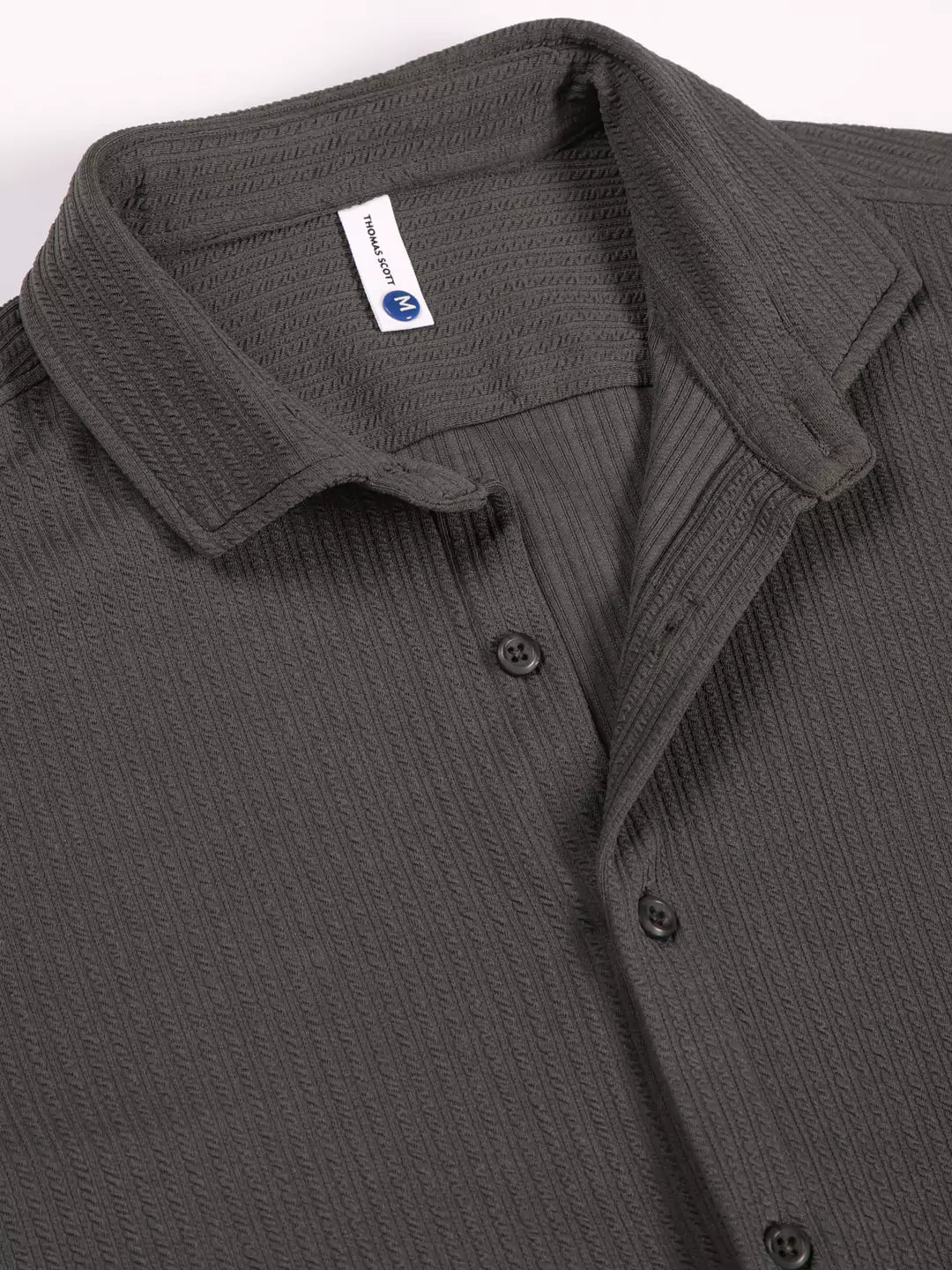 Thomas Scott Men Premium Slim Fit Vertical Stripes Textured Casual Shirt