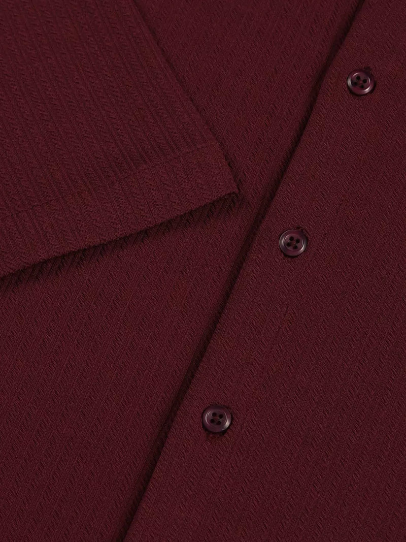 Thomas Scott Men Premium Slim Fit Vertical Stripes Textured Casual Shirt