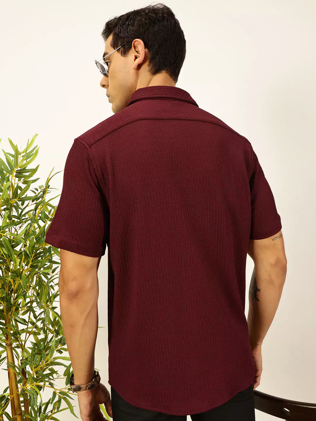Thomas Scott Men Premium Slim Fit Vertical Stripes Textured Casual Shirt