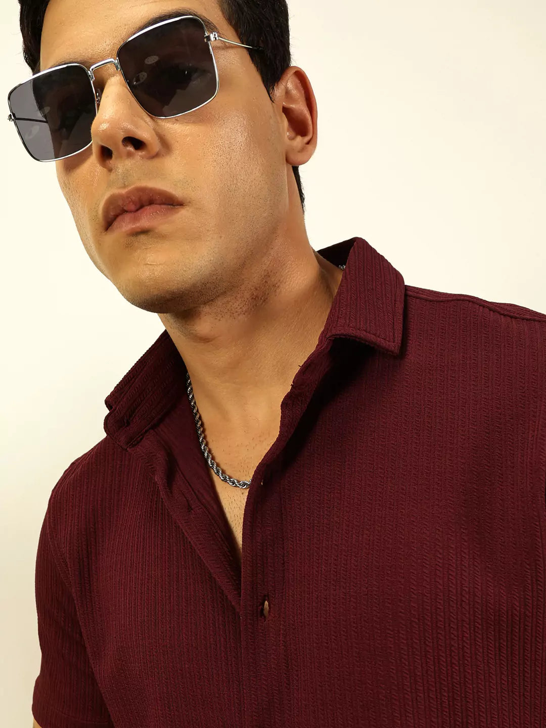 Thomas Scott Men Premium Slim Fit Vertical Stripes Textured Casual Shirt