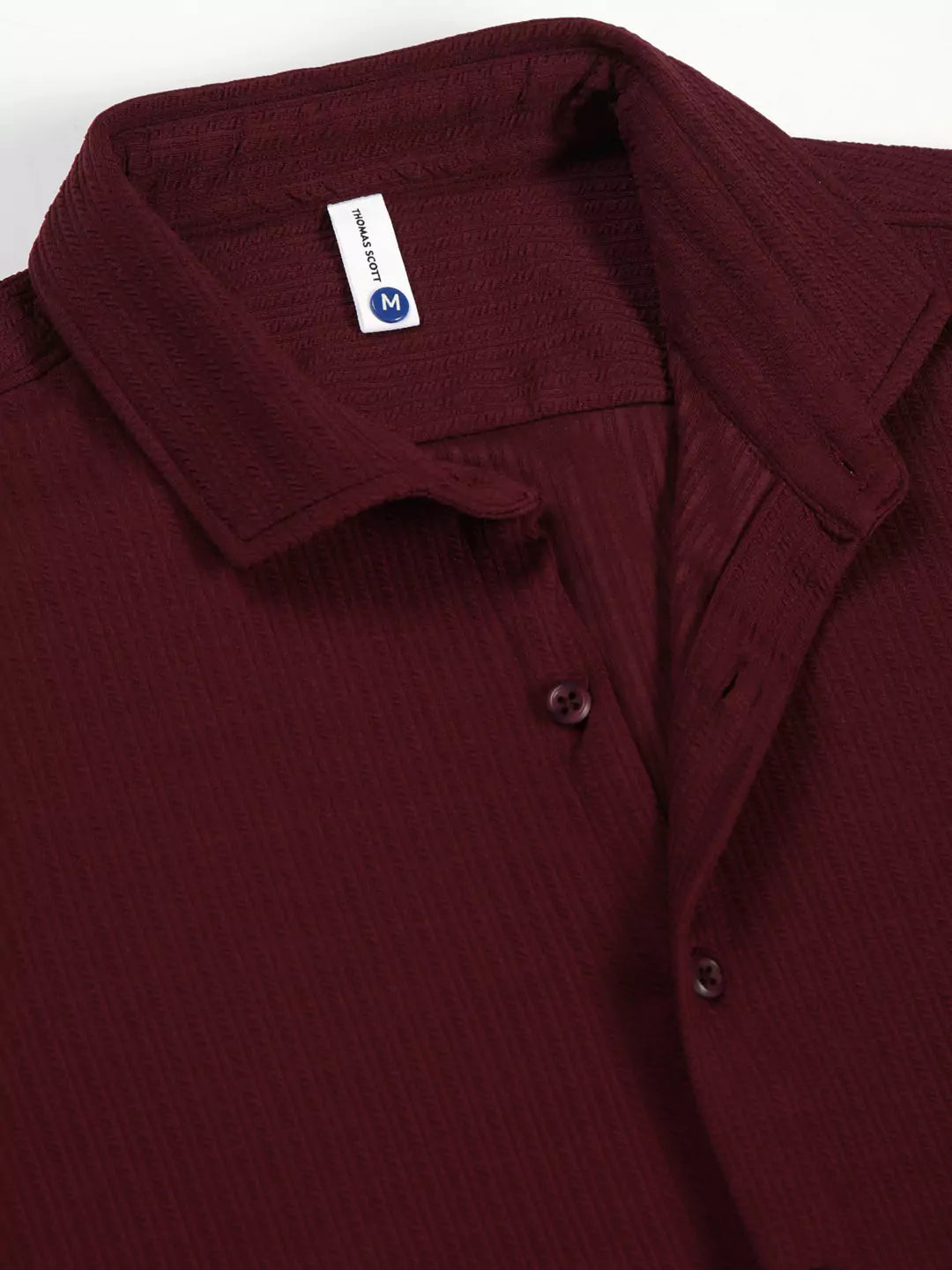 Thomas Scott Men Premium Slim Fit Vertical Stripes Textured Casual Shirt