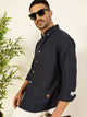 Thomas Scott Men Premium Button-Down Collar Solid Cotton Slim Fit Casual Shirt