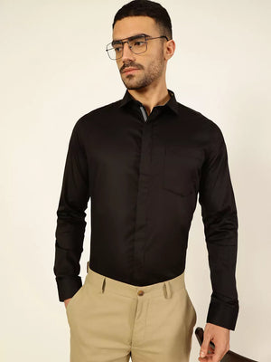 Thomas Scott Men Premium Cutaway Collar Solid Cotton Formal Shirt