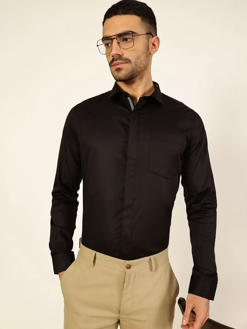 Thomas Scott Men Premium Cutaway Collar Solid Cotton Formal Shirt