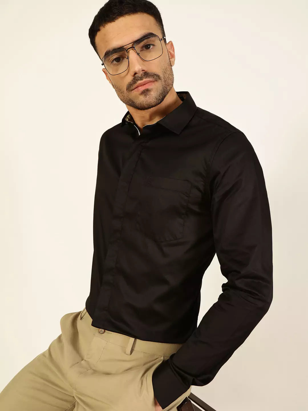 Thomas Scott Men Premium Cutaway Collar Solid Cotton Formal Shirt