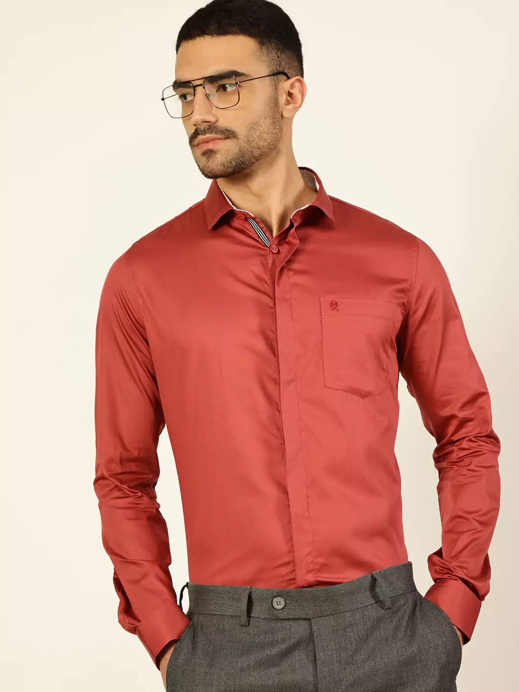 Thomas Scott Men Premium Cutaway Collar Solid Cotton Formal Shirt