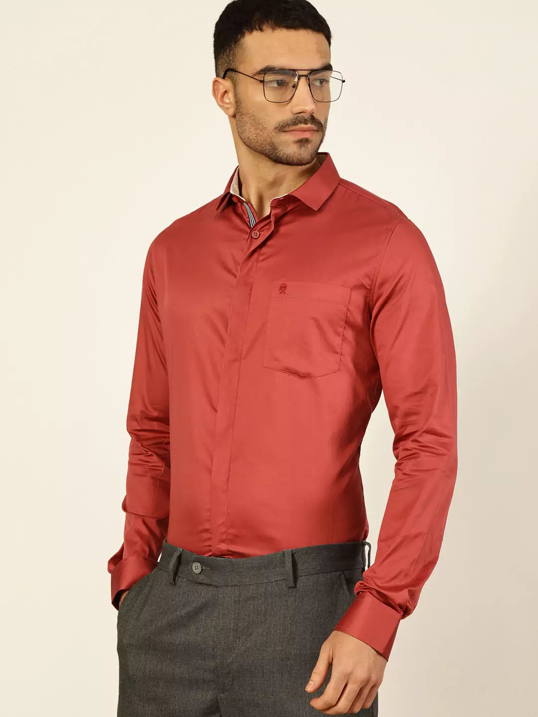 Thomas Scott Men Premium Cutaway Collar Solid Cotton Formal Shirt