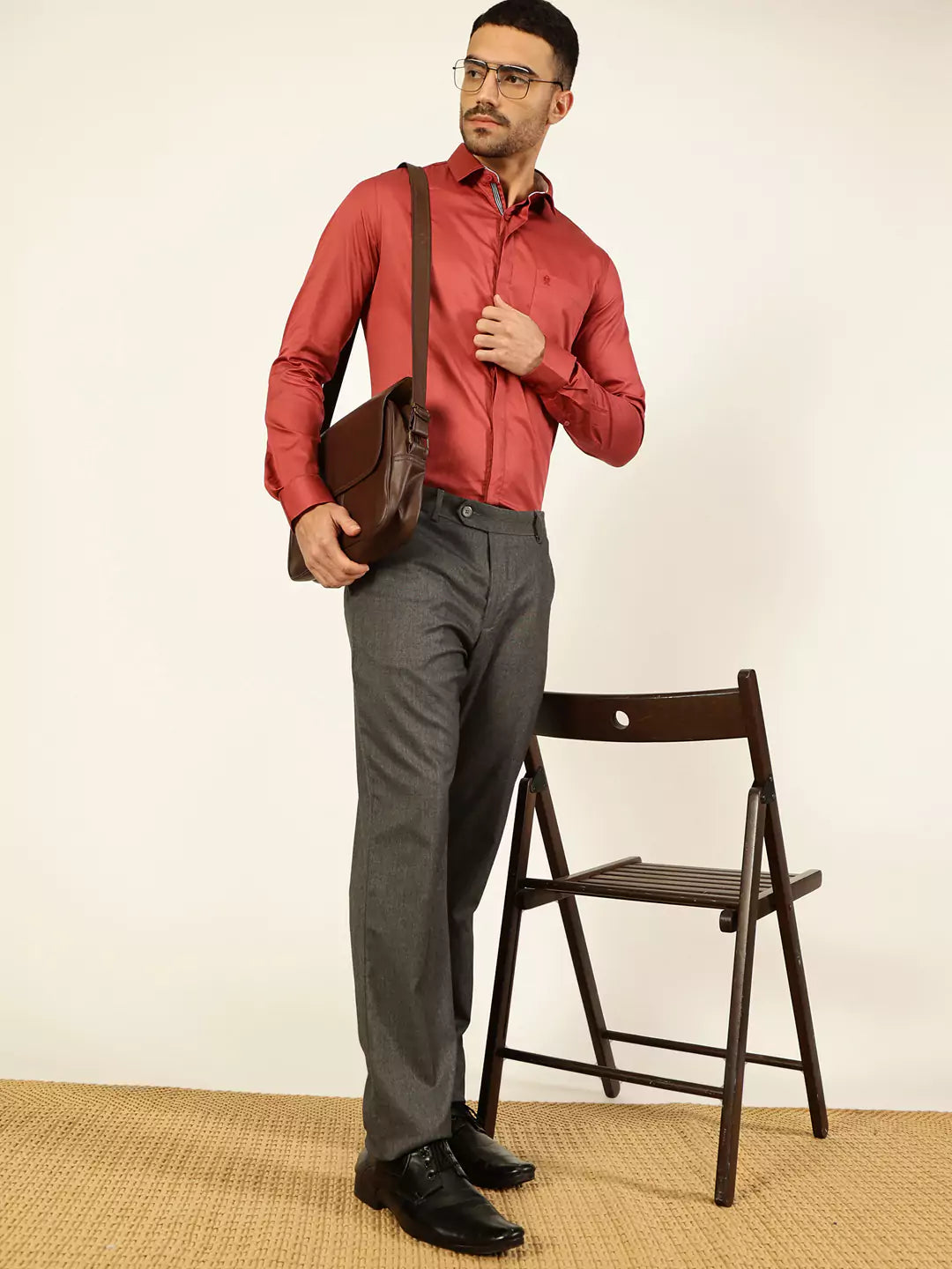 Thomas Scott Men Premium Cutaway Collar Solid Cotton Formal Shirt