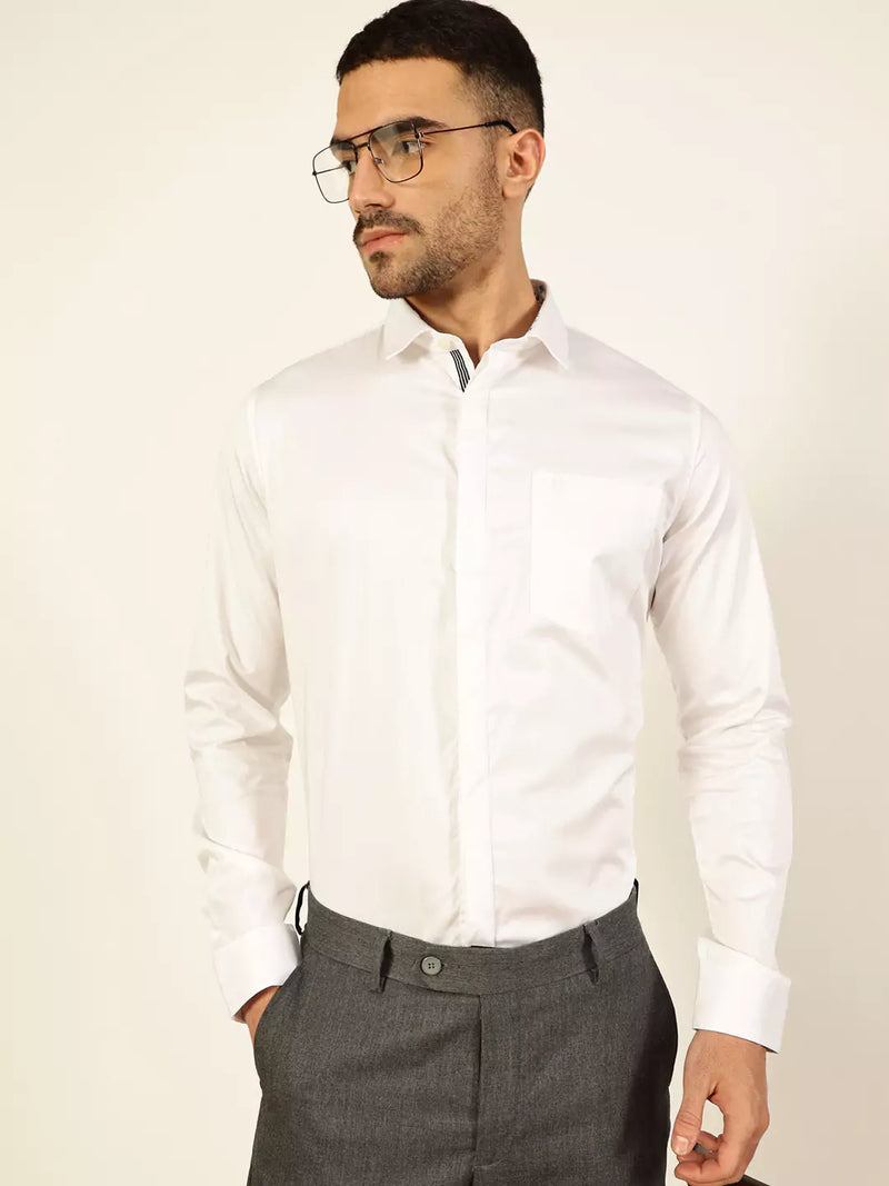 Thomas Scott Men Premium Cutaway Collar Solid Cotton Formal Shirt