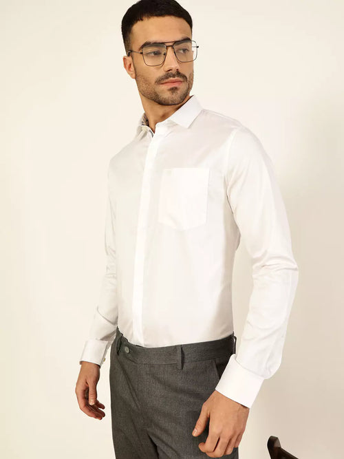 Thomas Scott Men Premium Cutaway Collar Solid Cotton Formal Shirt