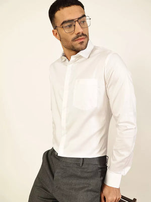 Thomas Scott Men Premium Cutaway Collar Solid Cotton Formal Shirt