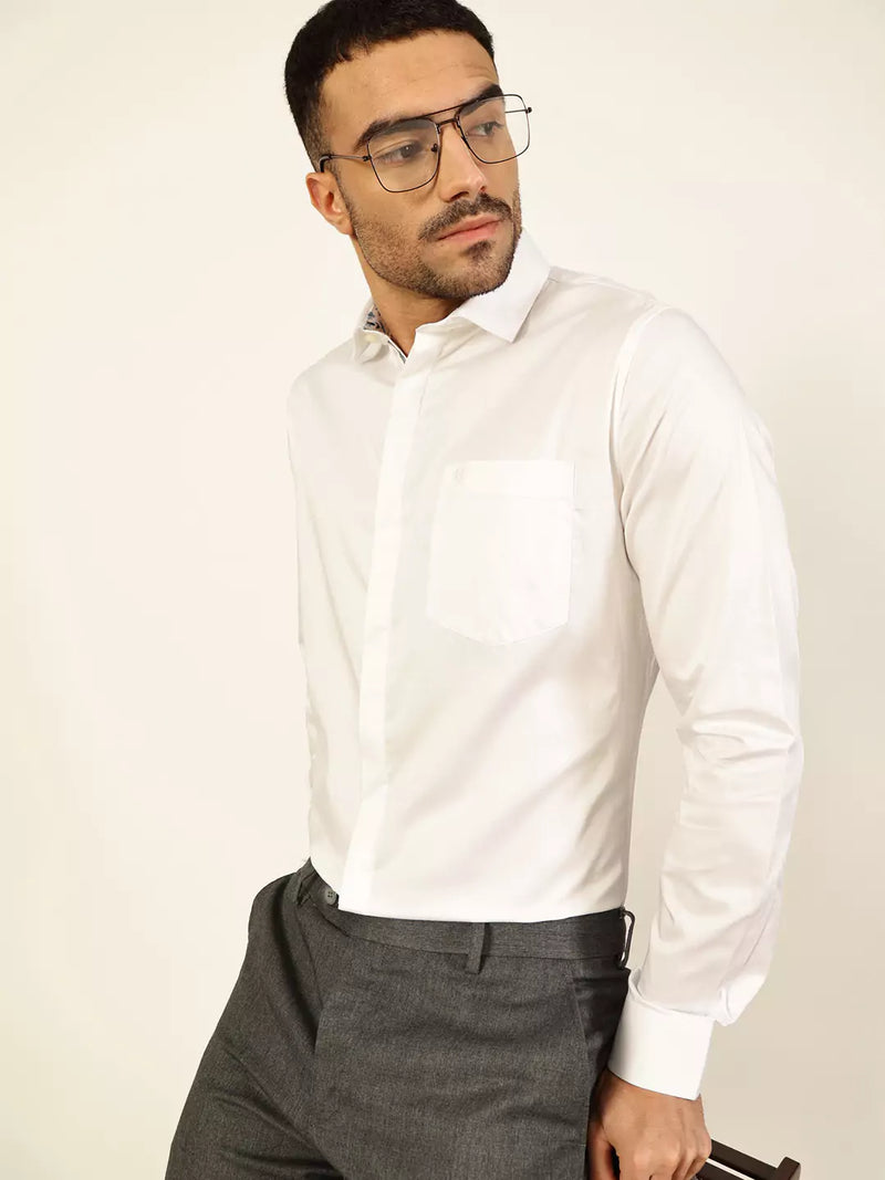 Thomas Scott Men Premium Cutaway Collar Solid Cotton Formal Shirt