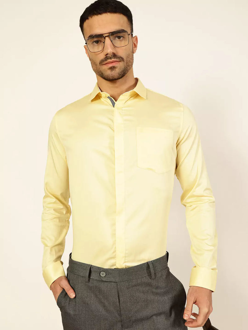 Thomas Scott Men Premium Cutaway Collar Solid Cotton Formal Shirt