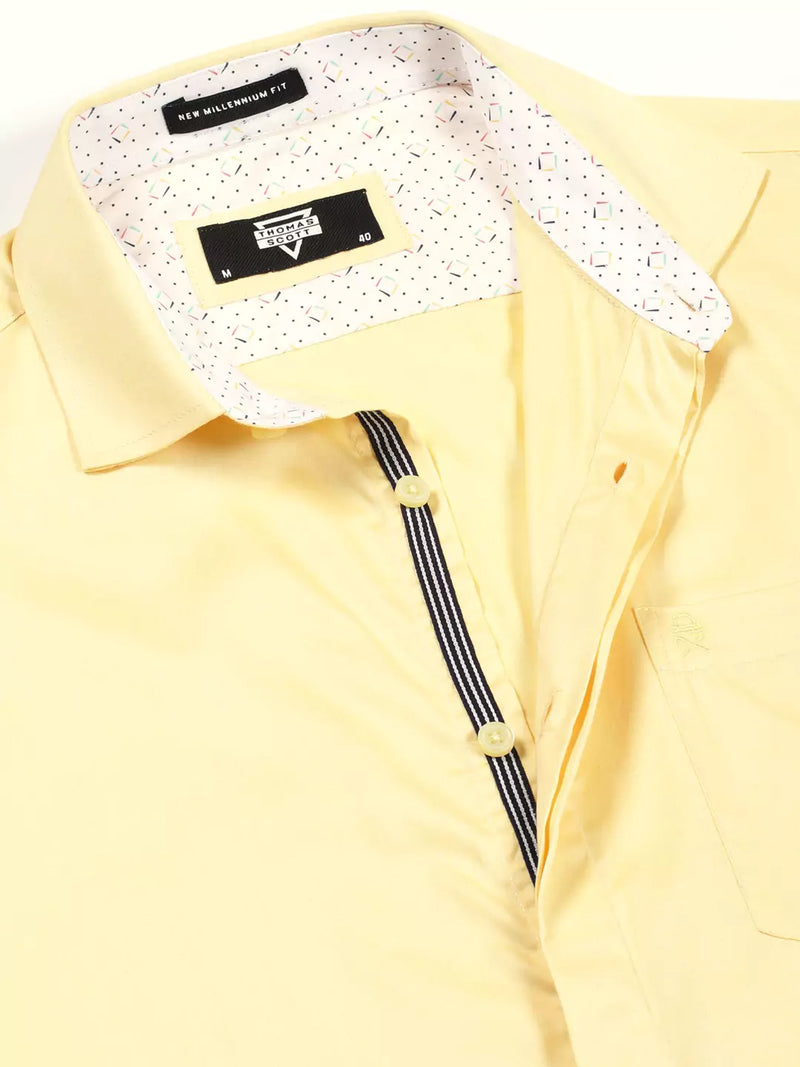 Thomas Scott Men Premium Cutaway Collar Solid Cotton Formal Shirt