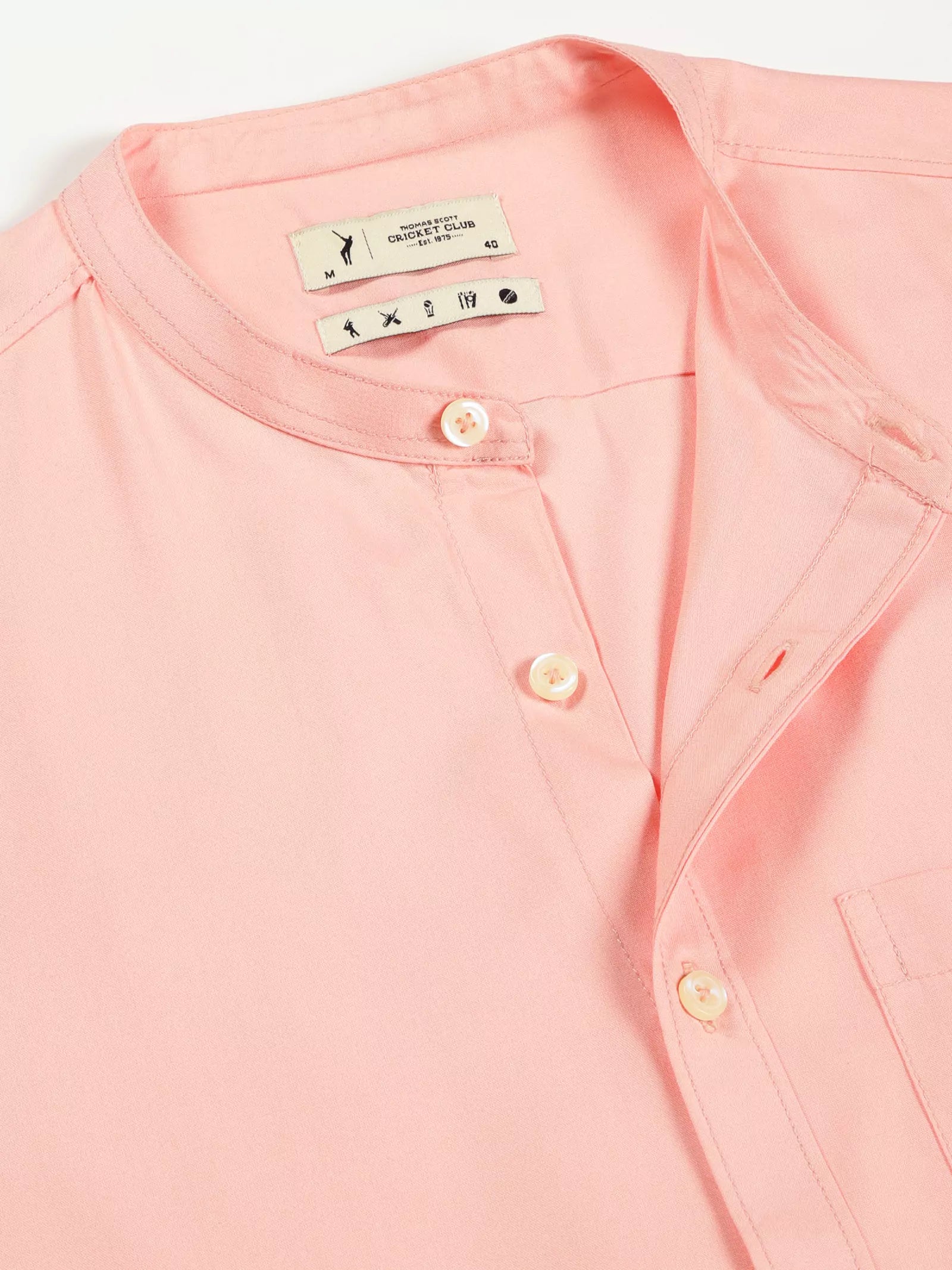 Thomas Scott Men Premium Solid Mandarin Collar Casual Shirt