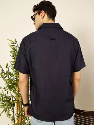 Thomas Scott Men Premium Cuban Collar Solid Oversized Casual Shirt