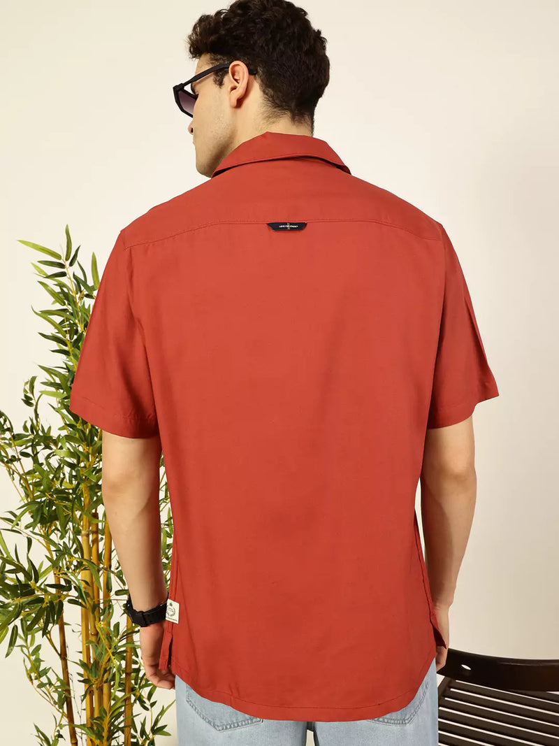 Thomas Scott Men Premium Cuban Collar Solid Oversized Casual Shirt