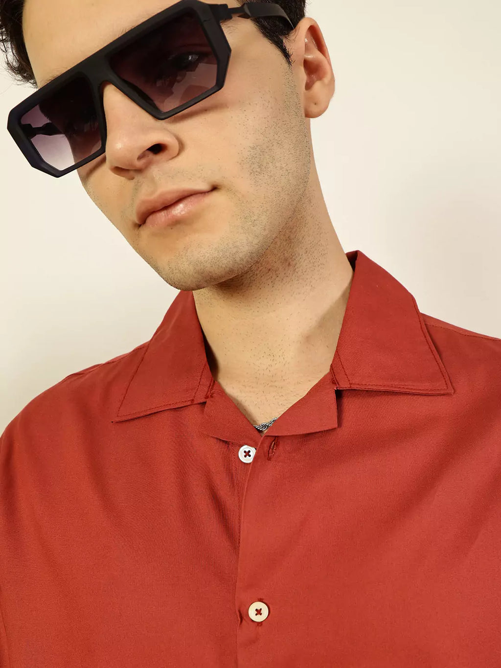 Thomas Scott Men Premium Cuban Collar Solid Oversized Casual Shirt