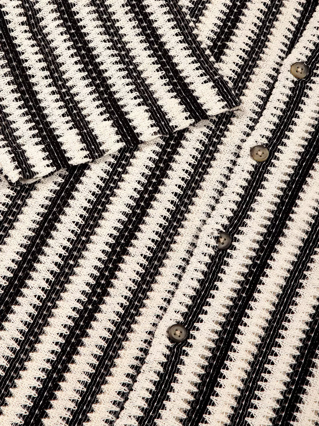 Thomas Scott Men Vertical Stripes Self Design Regular Fit Semi-Sheer Casual Crochet Shirt