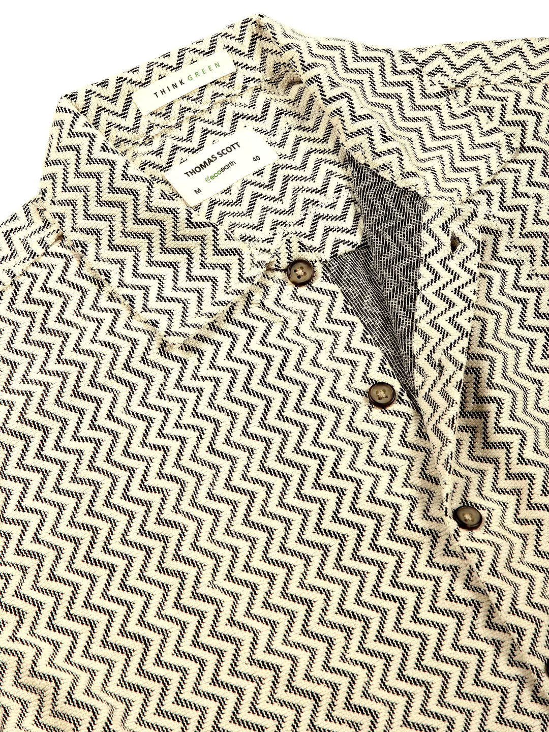 Thomas Scott Men Vertical Stripes Striped Regular Fit Semi-Sheer Casual Crochet Shirt