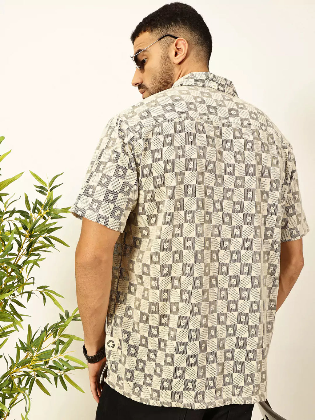 Thomas Scott Men Self Design Textured Cotton Regular Fit Semi-Sheer Casual Crochet Shirt