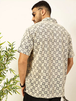 Thomas Scott Men Self Design Textured Cotton Regular Fit Semi-Sheer Casual Crochet Shirt