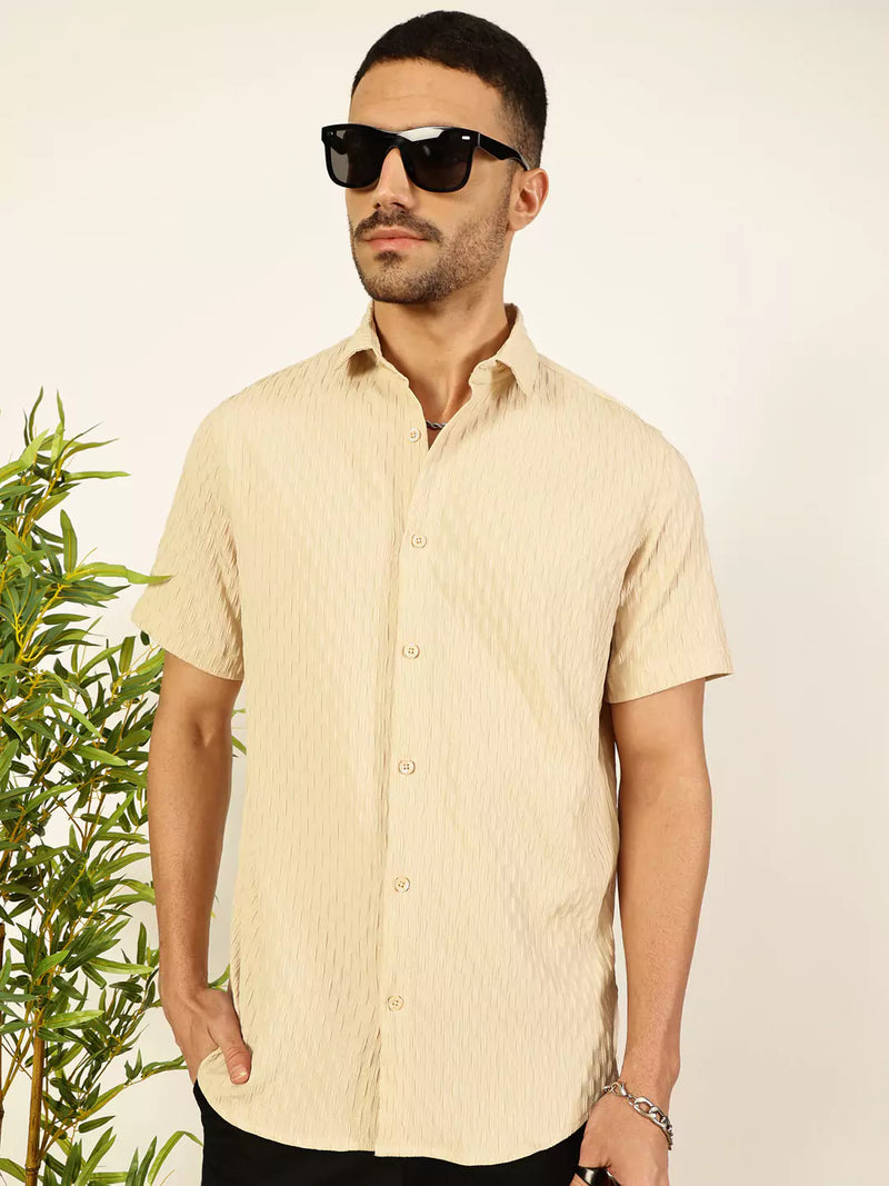 Thomas Scott Men Premium Spread Collar Textured Casual Shirt