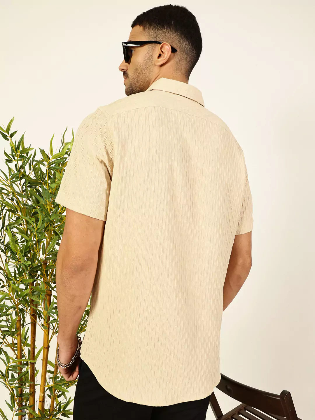 Thomas Scott Men Premium Spread Collar Textured Casual Shirt
