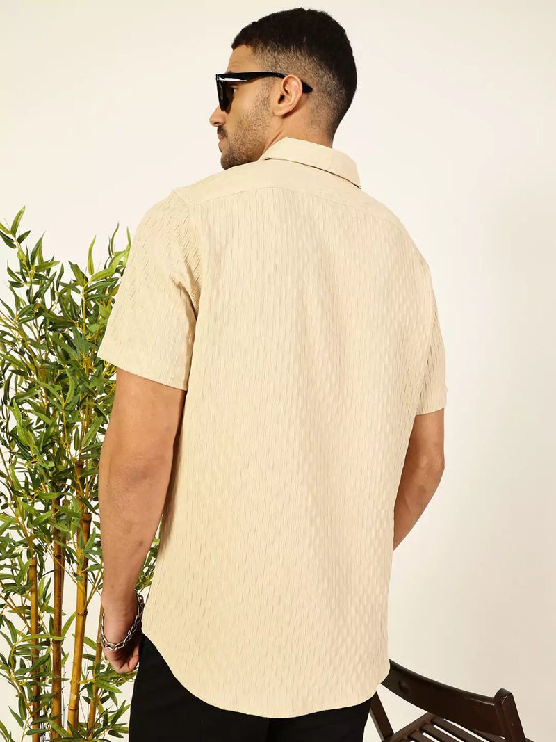 Thomas Scott Men Premium Spread Collar Textured Casual Shirt