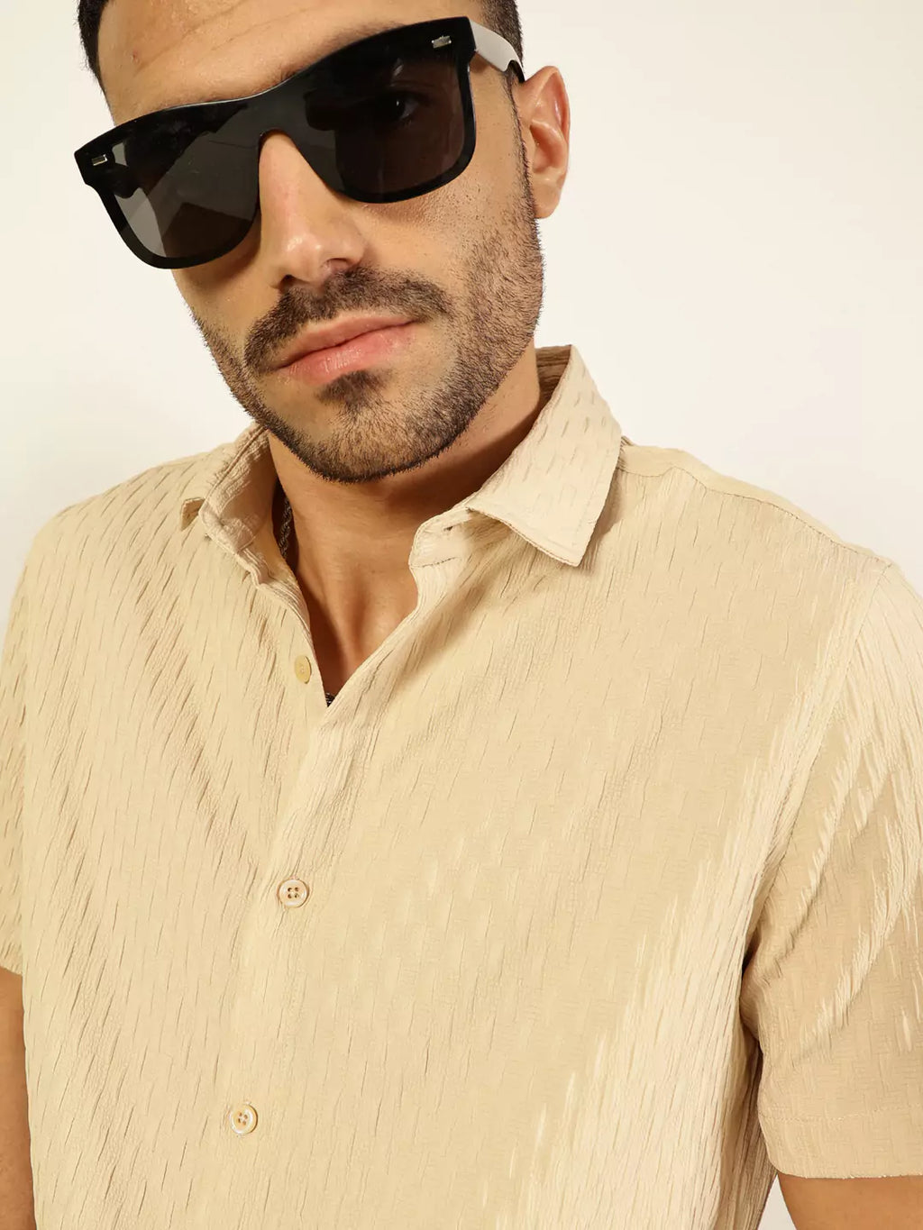 Thomas Scott Men Premium Spread Collar Textured Casual Shirt