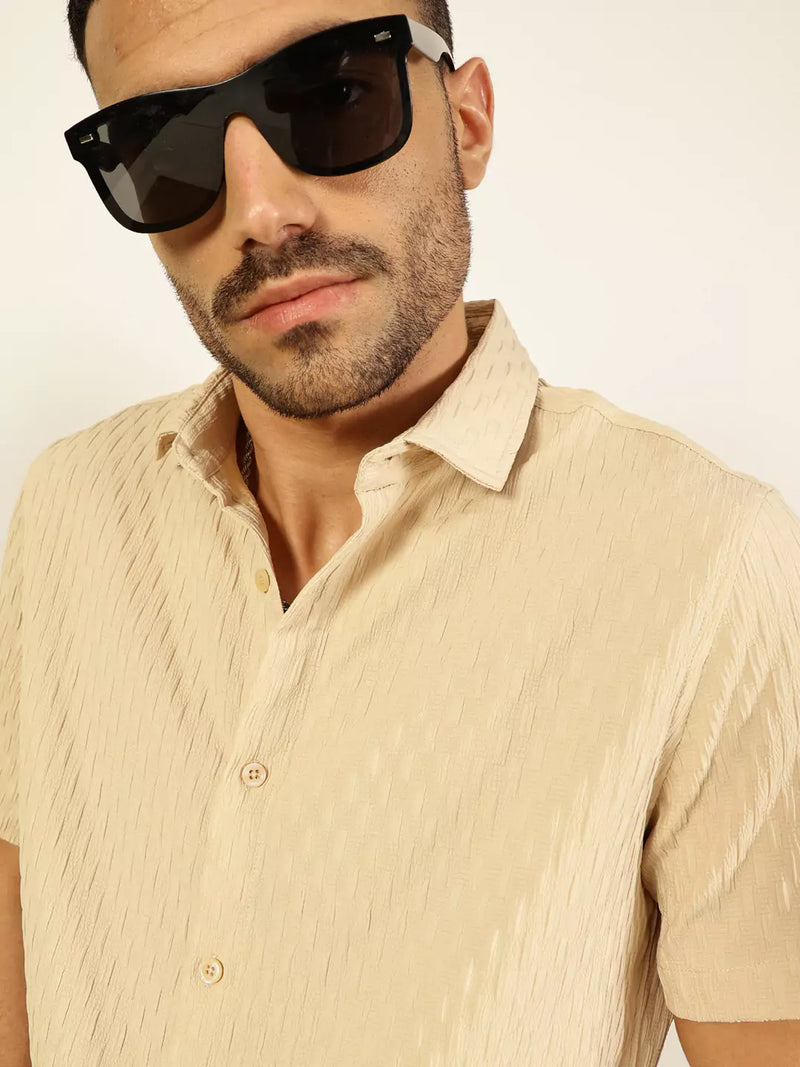 Thomas Scott Men Premium Spread Collar Textured Casual Shirt