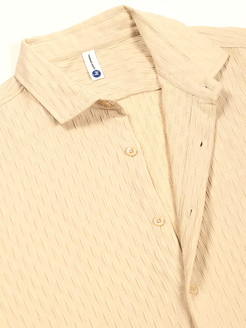 Thomas Scott Men Premium Spread Collar Textured Casual Shirt
