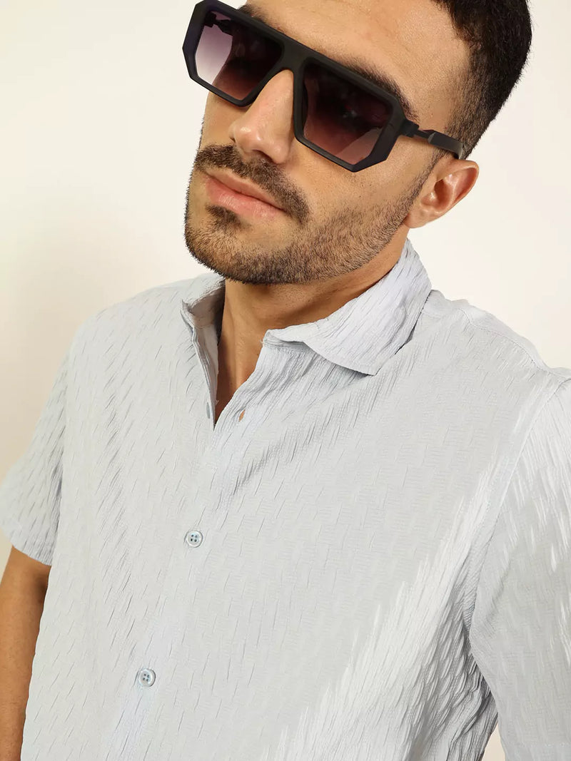 Thomas Scott Men Premium Spread Collar Textured Casual Shirt