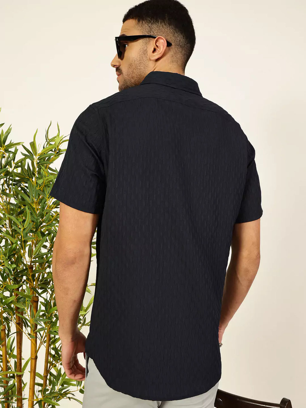 Thomas Scott Men Premium Spread Collar Textured Casual Shirt