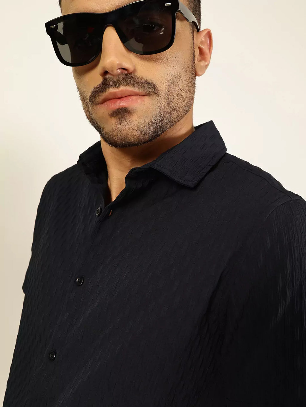 Thomas Scott Men Premium Spread Collar Textured Casual Shirt