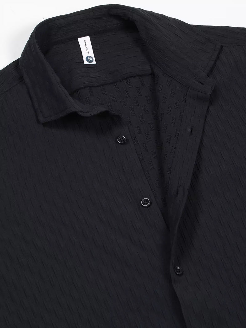 Thomas Scott Men Premium Spread Collar Textured Casual Shirt