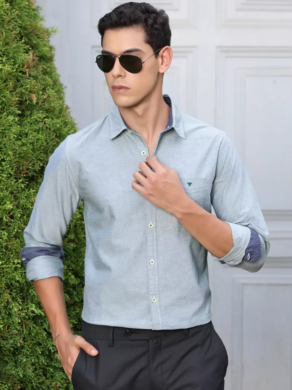 Thomas Scott Men Premium Spread Collar Semiformal Shirt