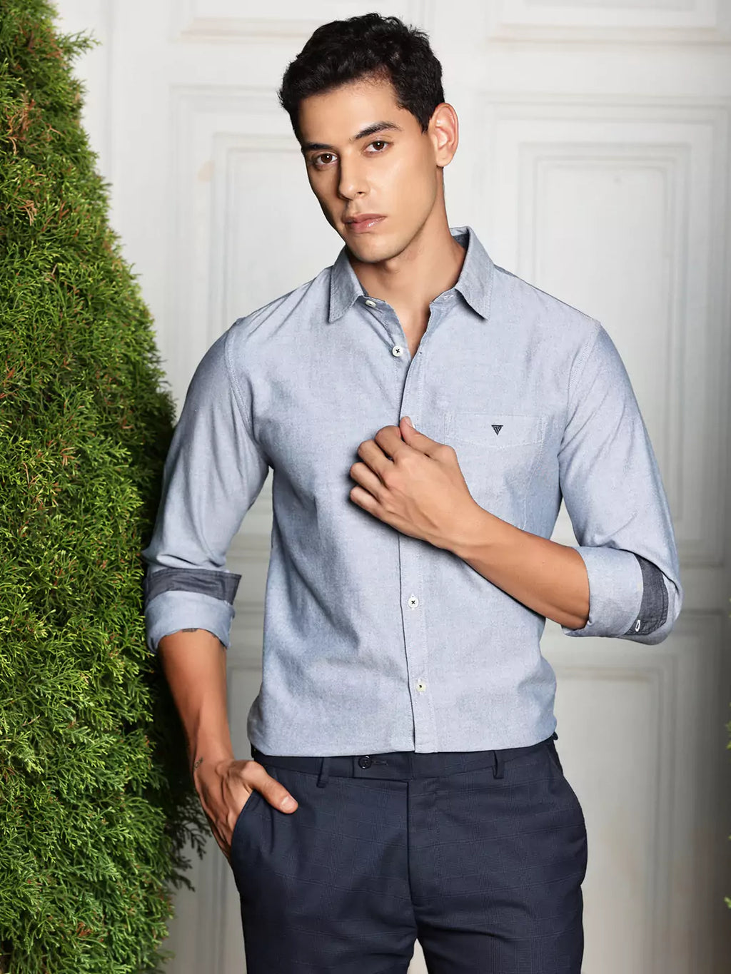 Thomas Scott Men Premium Spread Collar Semiformal Shirt