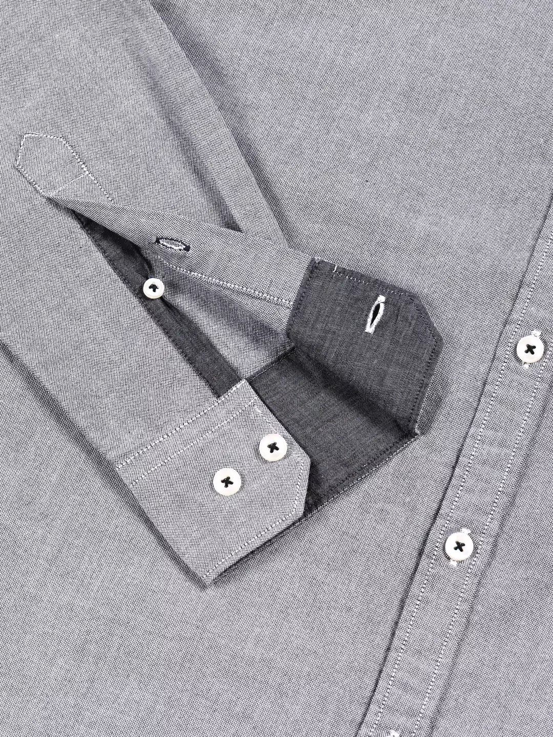 Thomas Scott Men Premium Button-Down Collar Chambray Pure Cotton Casual Shirt