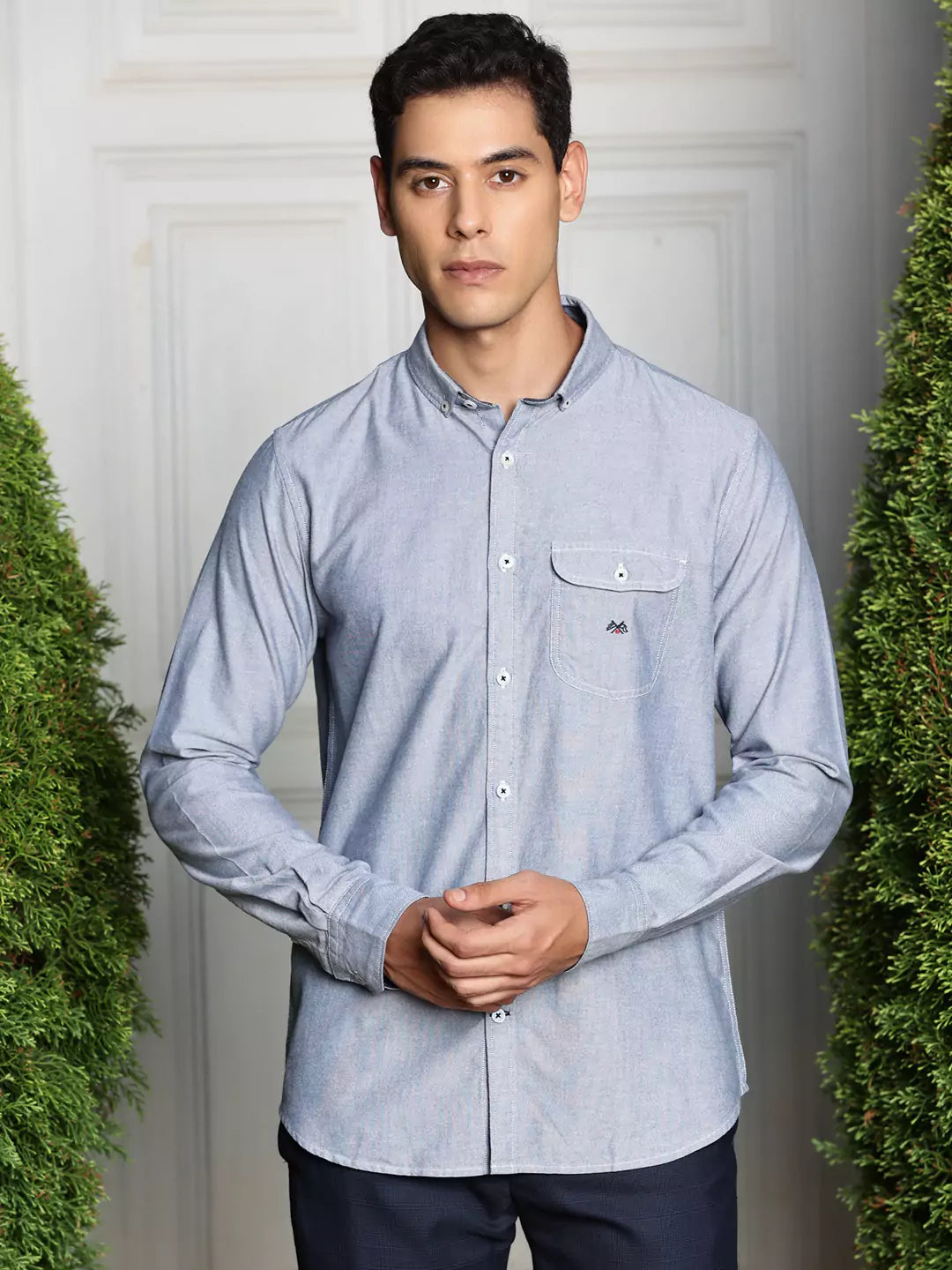 Thomas Scott Men Premium Button-Down Collar Striped Semiformal Shirt