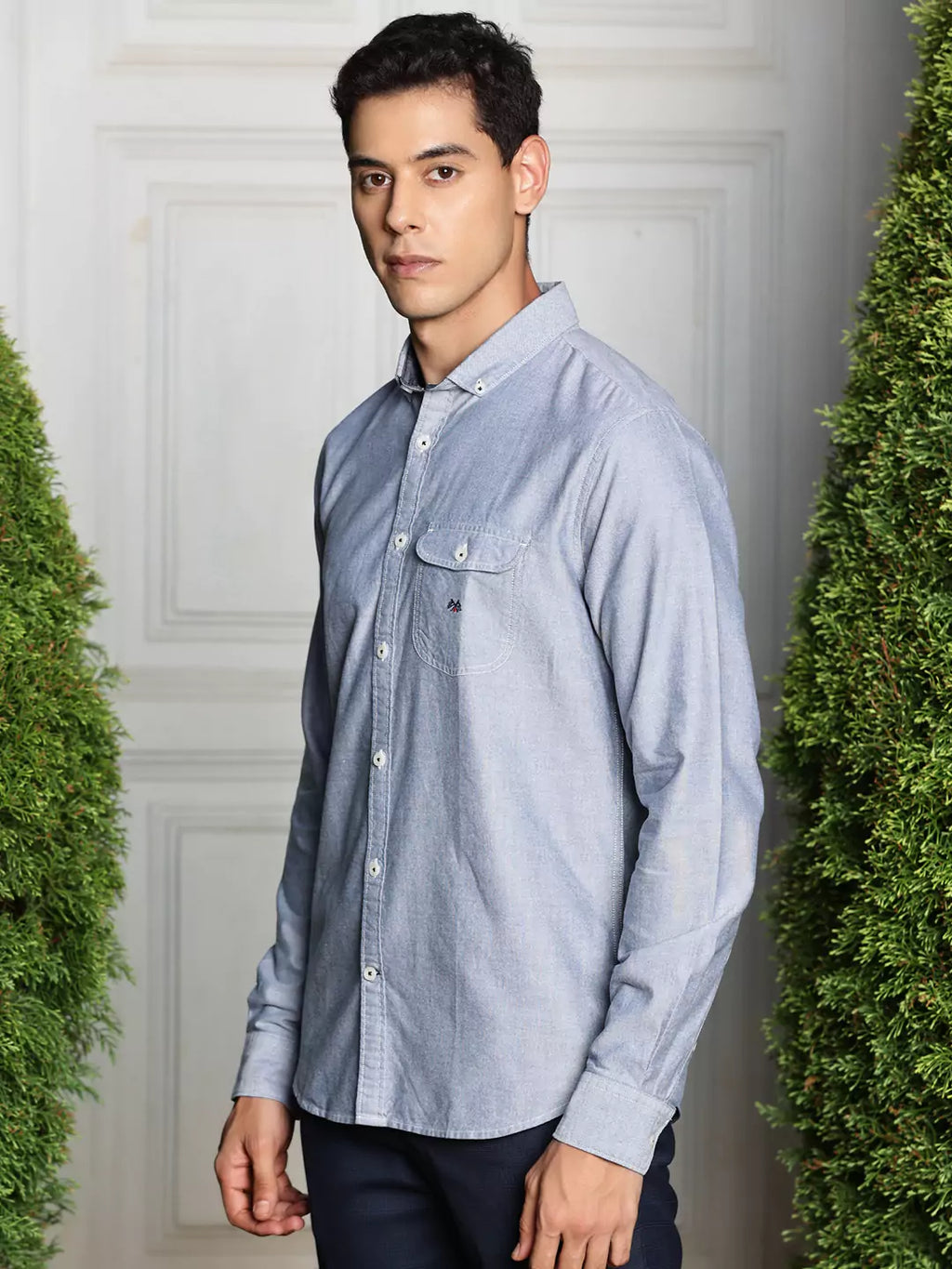 Thomas Scott Men Premium Button-Down Collar Striped Semiformal Shirt